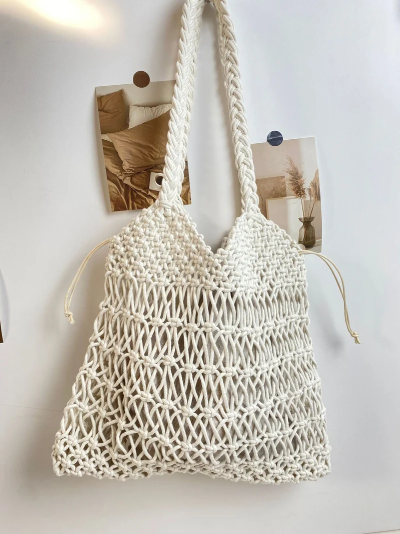 Handgestrickte Tragetasche und Strandtasche Skanto