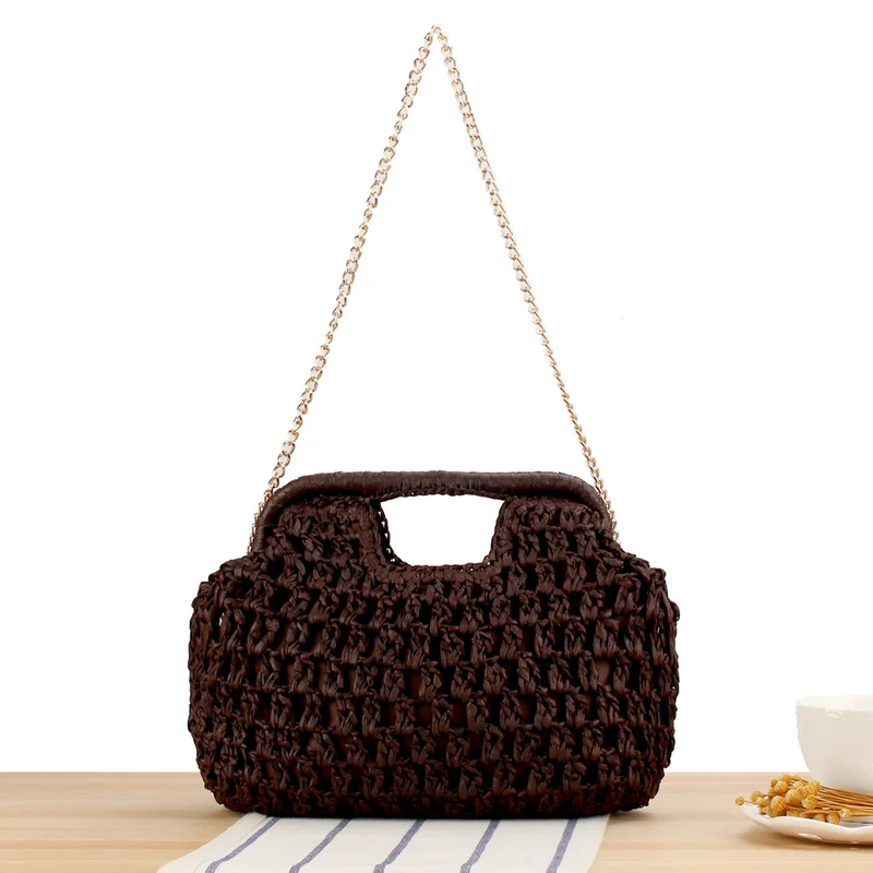 Geflochtene Handtasche mit eleganten Kettengriffen Skanto