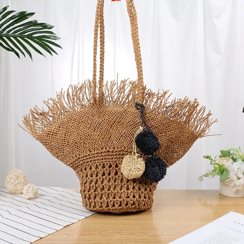 Elegante Korbtasche mit Fransen-Design Skanto