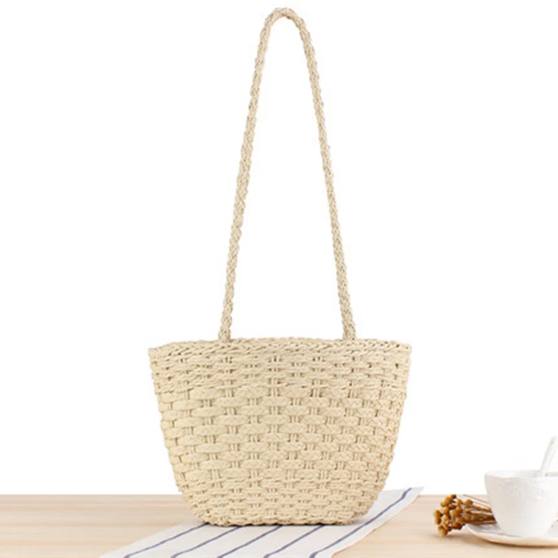 Geflochtene Tragetasche aus Natur-Raffia mit robusten Trageriemen Skanto