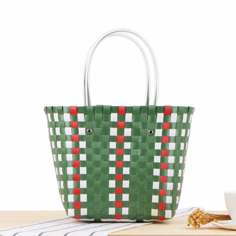 Geflochtener Shopper mit farbenfrohem Muster Skanto