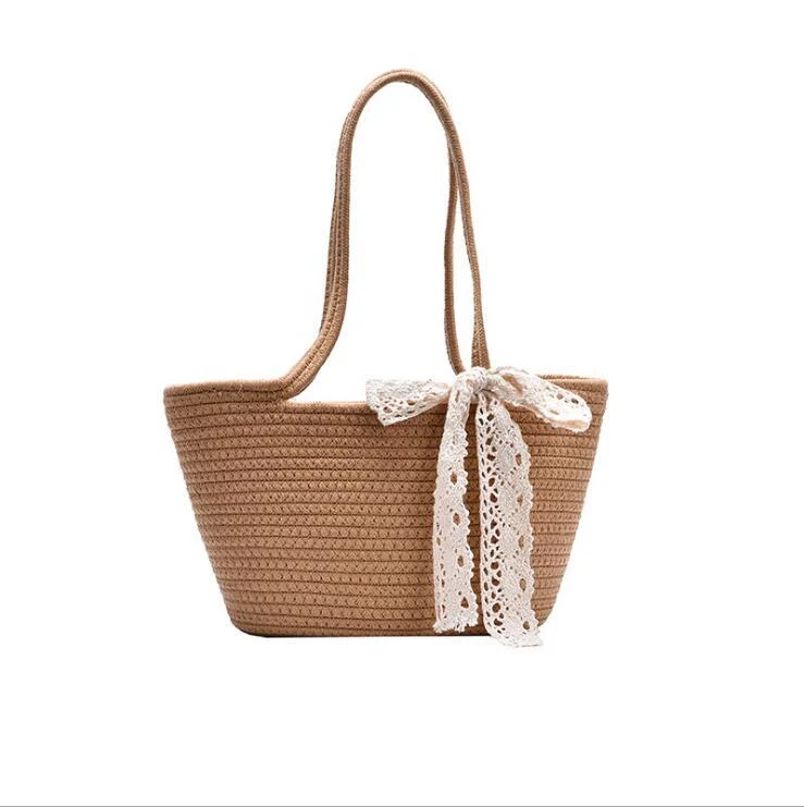 Elegante Bast-Handtasche mit Spitzenakzent Skanto