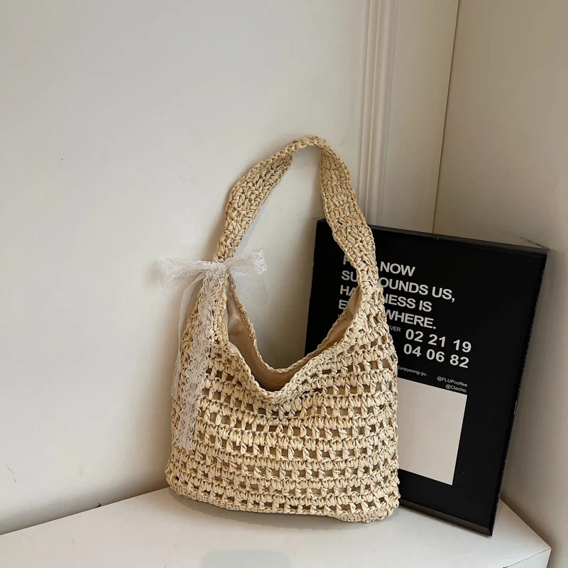 Handgemachte Strandtasche mit Spitze Skanto