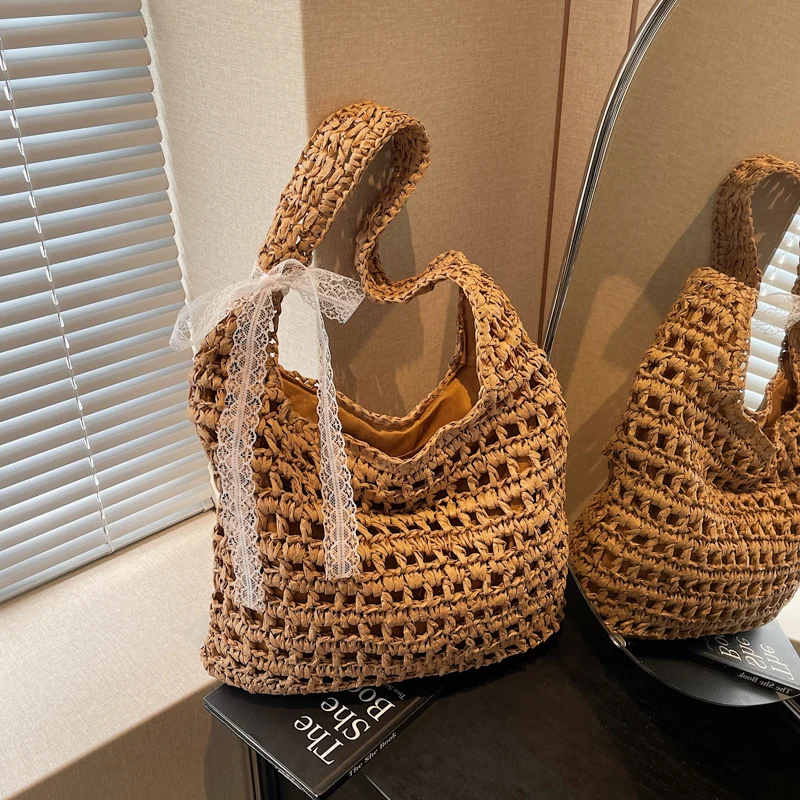 Handgemachte Strandtasche mit Spitze Skanto