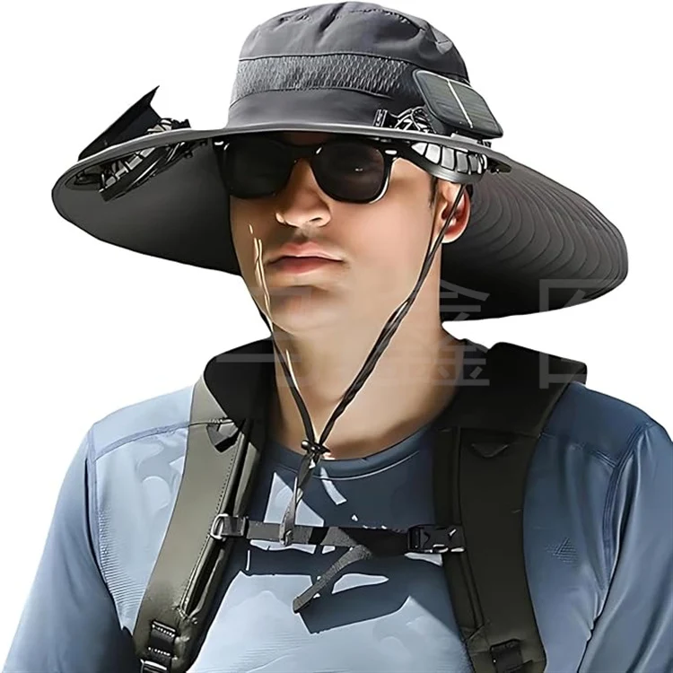 Sonnenhut mit solarbetriebenem Ventilator und breiter Krempe Skanto