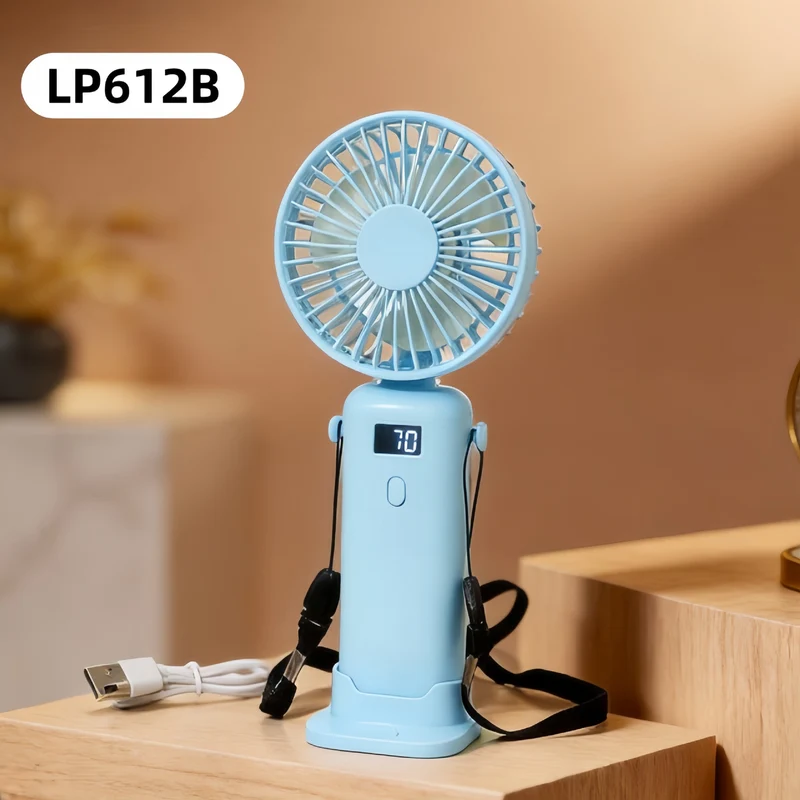 Tragbarer USB-Handventilator für Damen mit LED-Anzeige und einstellbaren Geschwindigkeiten Skanto