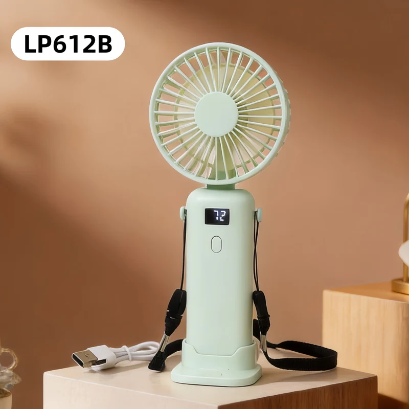 Tragbarer USB-Handventilator für Damen mit LED-Anzeige und einstellbaren Geschwindigkeiten Skanto