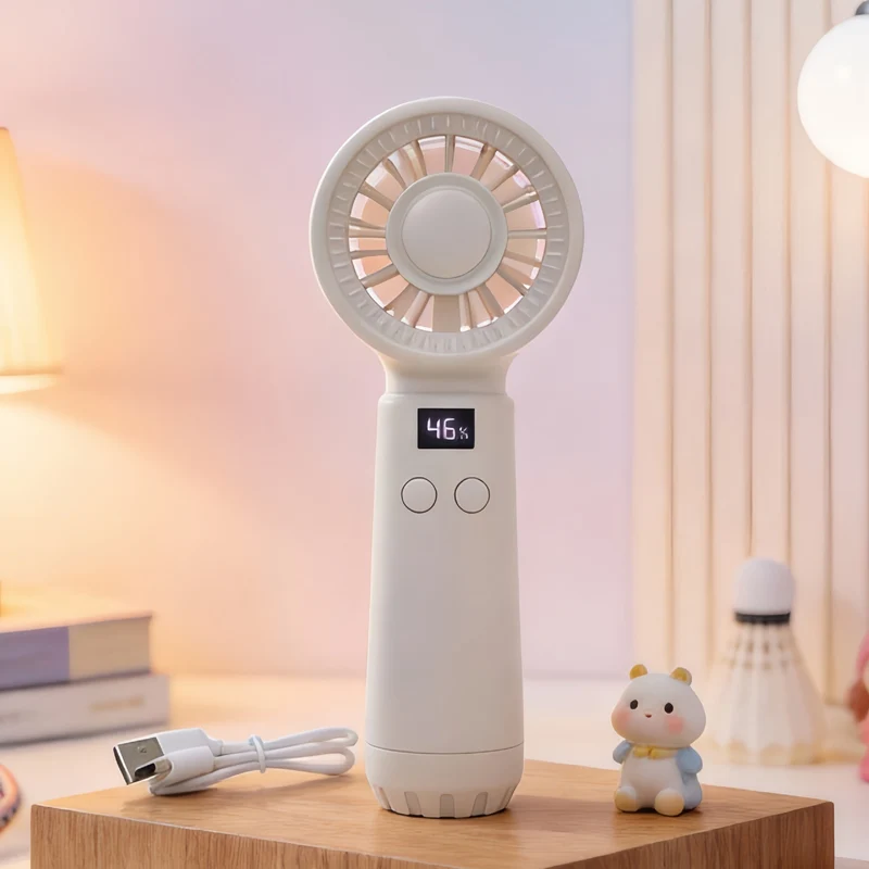 Tragbarer USB-Handventilator für Damen mit LED-Anzeige und einstellbaren Geschwindigkeiten Skanto