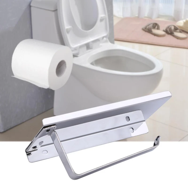 Toilettenpapierhalter aus Edelstahl mit Ablage | Skanto