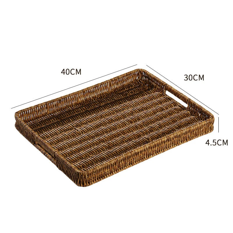 Handgefertigtes rechteckiges Korbtablett Skanto