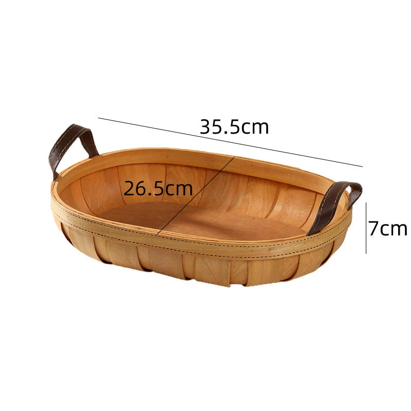 Handgefertigte ovale Servierplatte mit Ledergriff Skanto