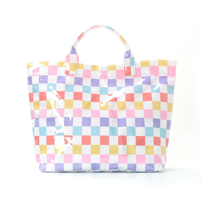 Strandtasche mit buntem Karomuster und wasserabweisender Beschichtung Skanto