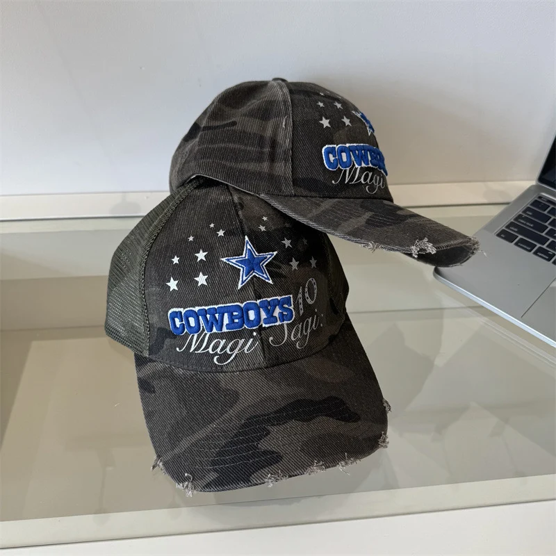 Herren Distressed Camouflage Baseballkappe mit Grafik Skanto