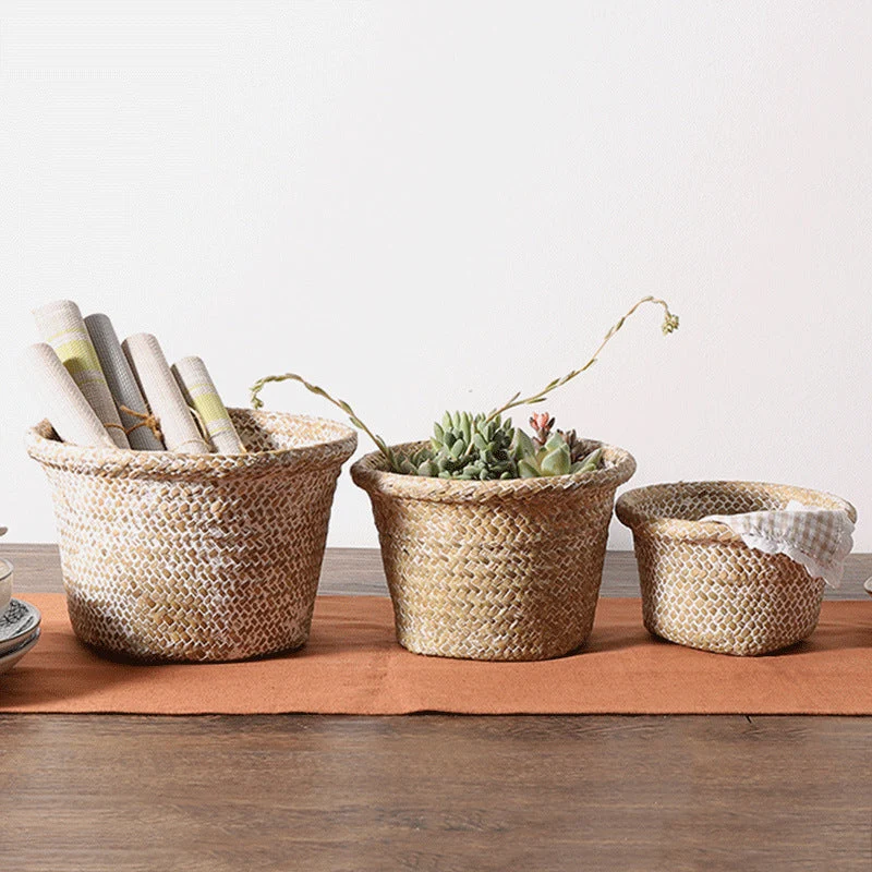 Handgefertigter Aufbewahrungstopf aus natürlichem Seegras Skanto