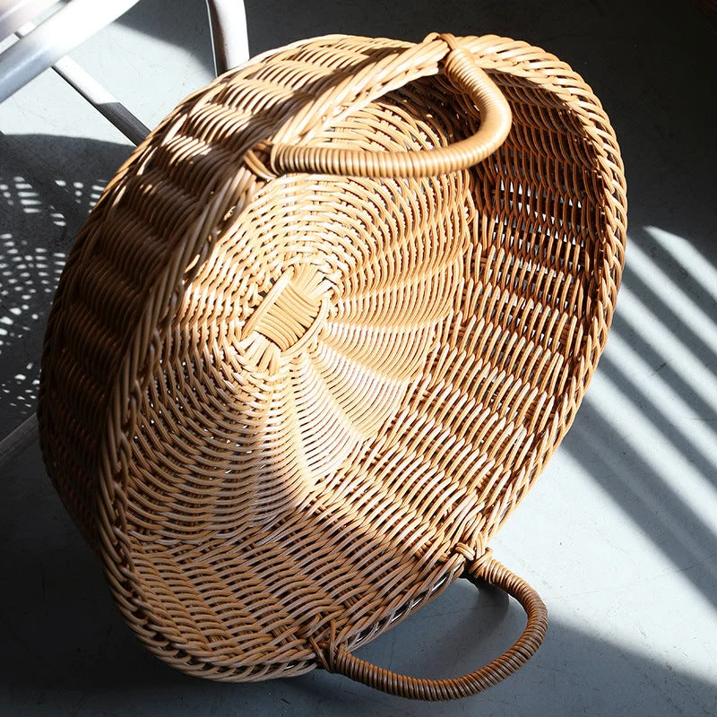 Großer handgeflochtener Rattan-Servierkorb Skanto
