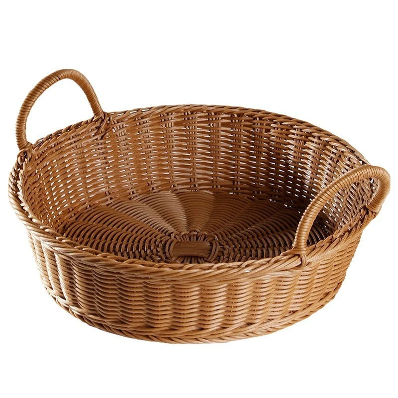 Großer handgeflochtener Rattan-Servierkorb Skanto