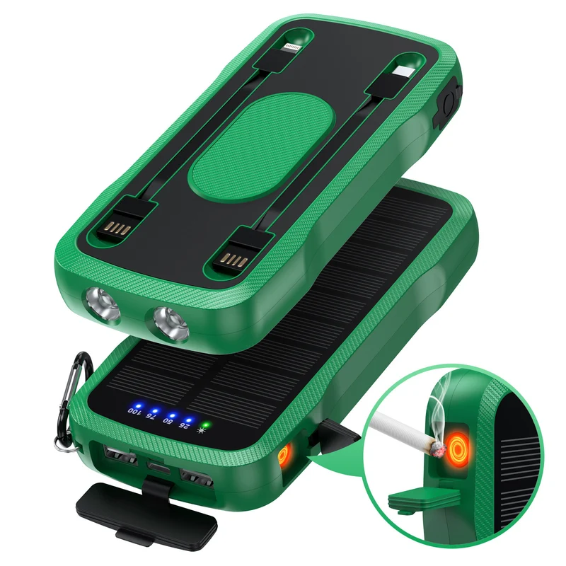 Solarladegerät mit integrierten USB-Anschlüssen und LED-Leuchten Skanto