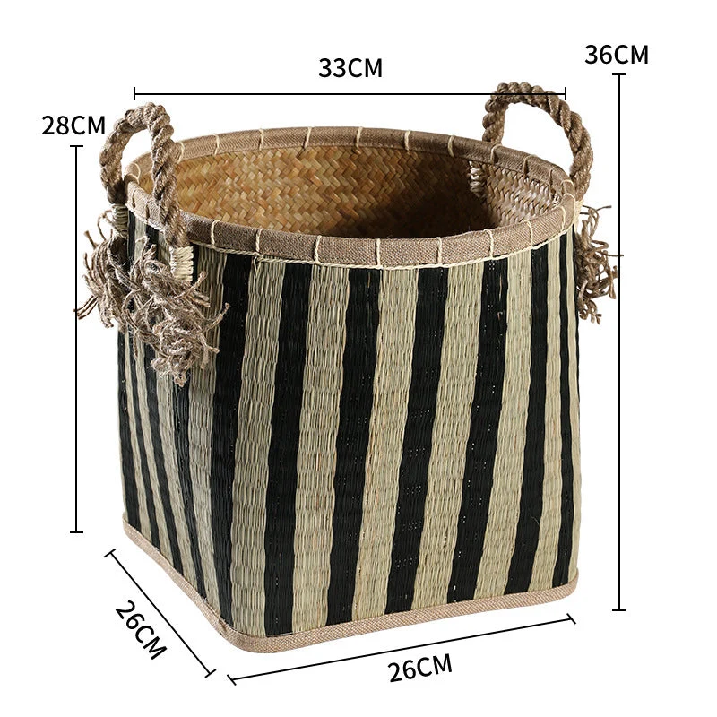 Handgewebter Aufbewahrungskorb mit dekorativen Griffen Skanto