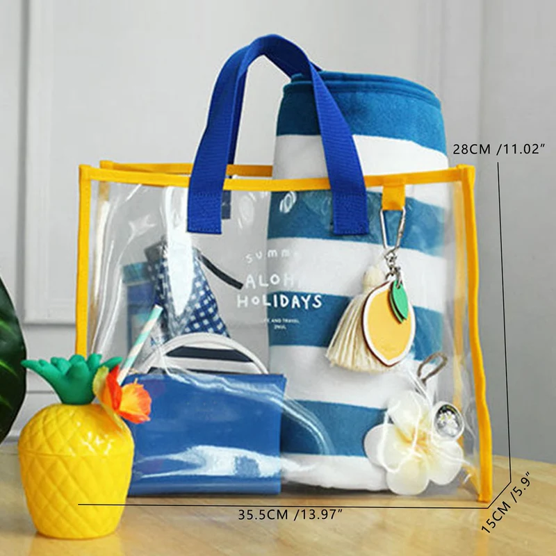 Transparente Strandtasche mit stilvollen Griffen und mehreren Fächern Skanto