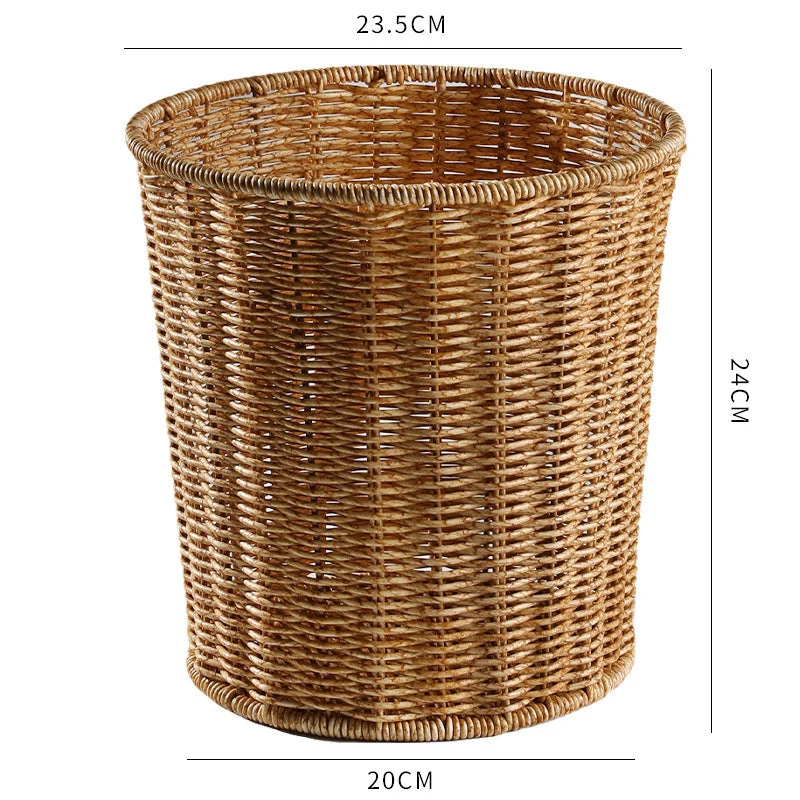 Handgeflochtener runder Rattan-Mülleimer Skanto