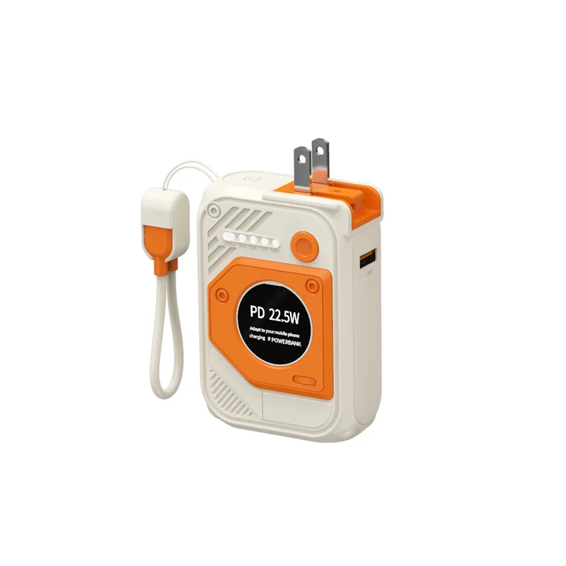 Tragbare Powerbank mit multifunktionalem, integriertem Ladekabel Skanto
