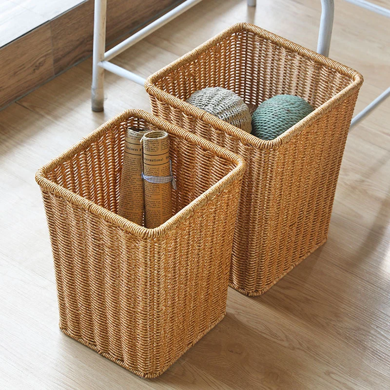Rechteckiger handgeflochtener Rattan-Abfalleimer Skanto