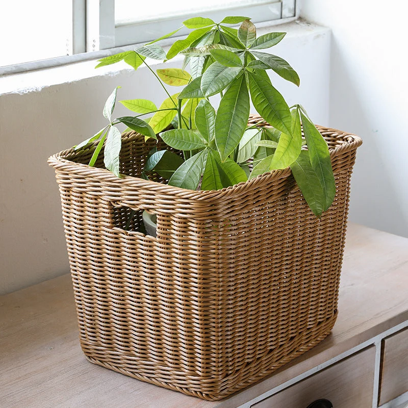 Rechteckiger handgeflochtener Aufbewahrungskorb Skanto