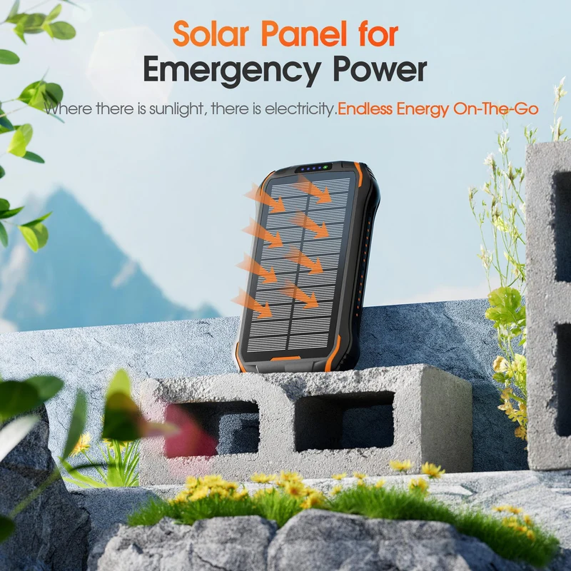 Tragbare Solar-Powerbank mit multifunktionalen Ladeanschlüssen und robustem Gehäuse Skanto