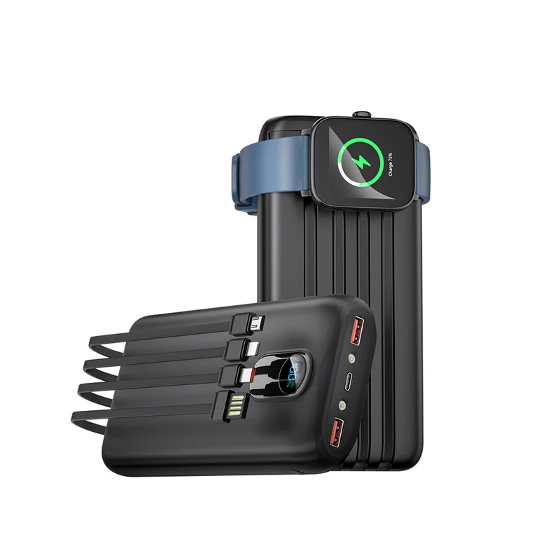 Tragbare Powerbank mit schneller induktiver Ladefunktion und mehreren USB-Anschlüssen Skanto