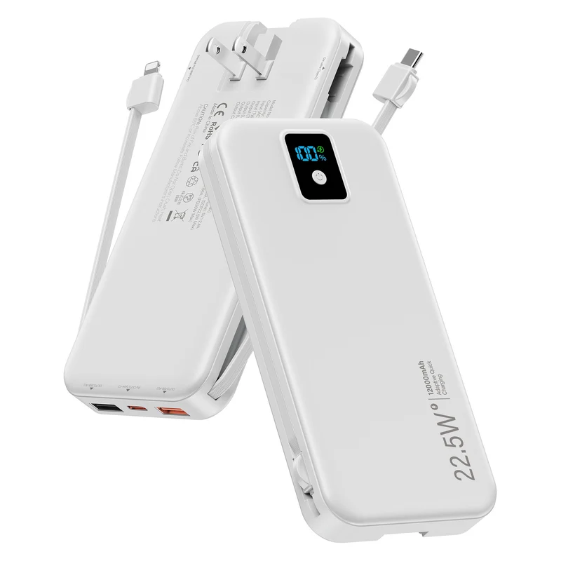 Powerbank mit digitalem LCD-Display und integriertem Ladegerät Skanto