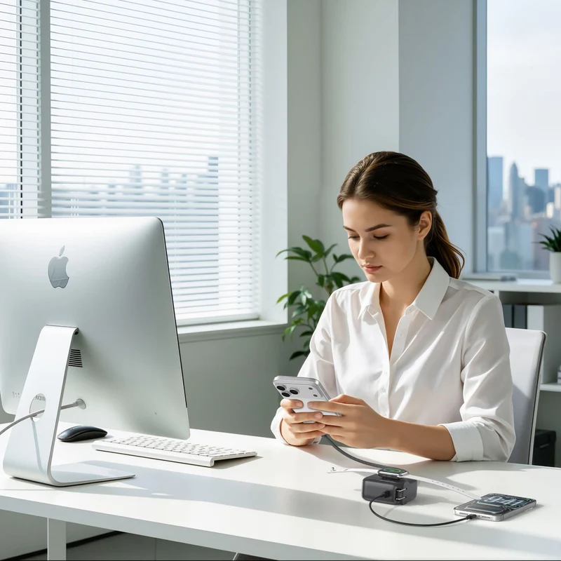 Kompaktes Ladegerät mit integriertem USB-C-Kabel und Digitalanzeige Skanto
