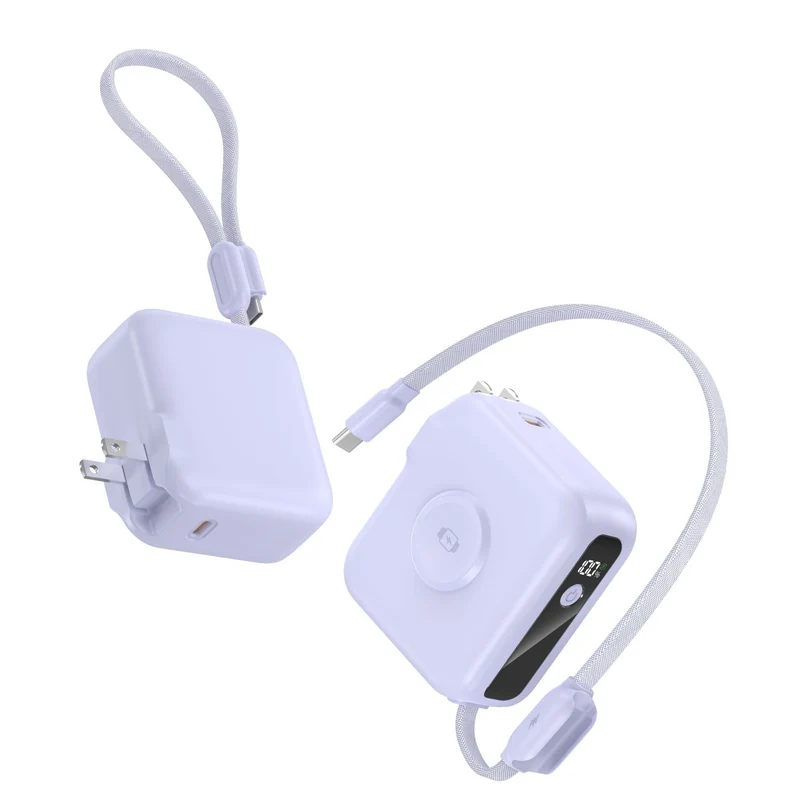 Kompaktes Ladegerät mit integriertem USB-C-Kabel und Digitalanzeige Skanto