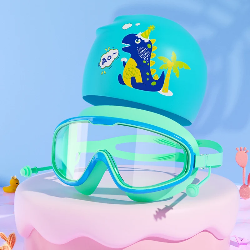 Schwimmmasken- und Badekappen-Set für Kinder mit Einhorn-Motiv Skanto