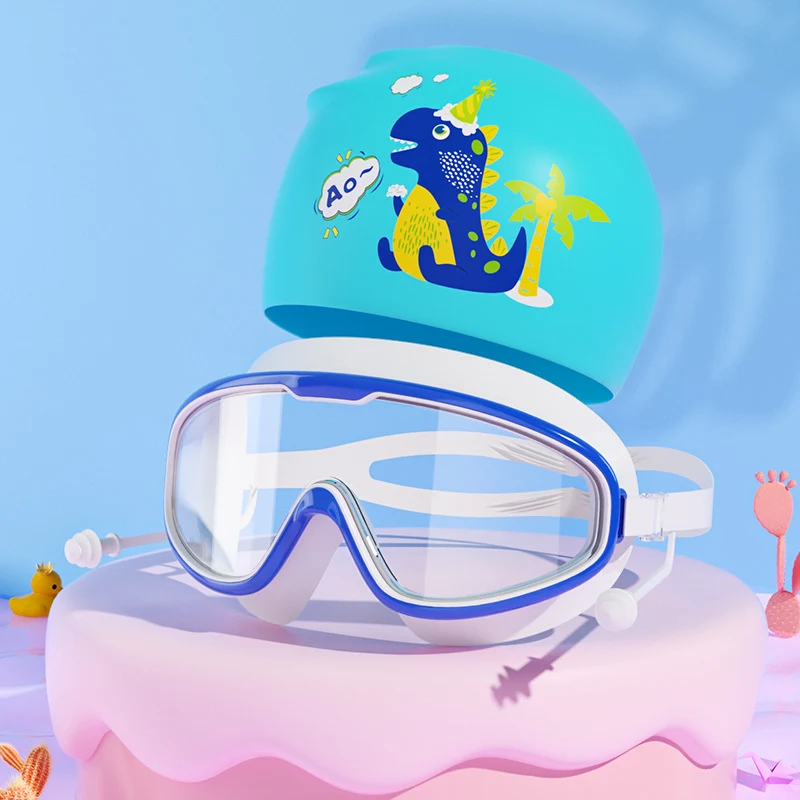Schwimmmasken- und Badekappen-Set für Kinder mit Einhorn-Motiv Skanto
