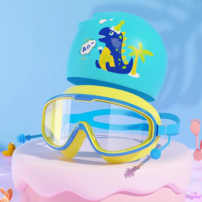 Schwimmmasken- und Badekappen-Set für Kinder mit Einhorn-Motiv Skanto