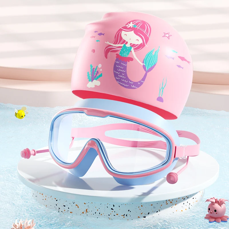Schwimmmasken- und Badekappen-Set für Kinder mit Dinosaurier-Motiv Skanto