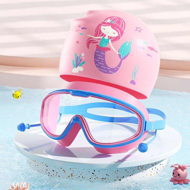 Schwimmmasken- und Badekappen-Set für Kinder mit Dinosaurier-Motiv Skanto