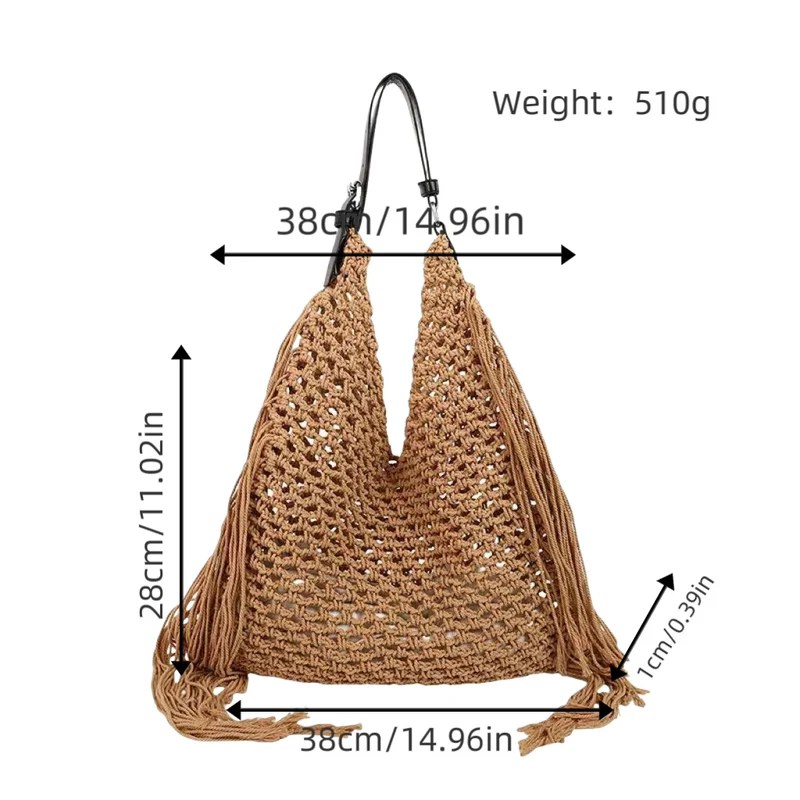 Strukturierte Strandtasche mit Fransen-Details Skanto
