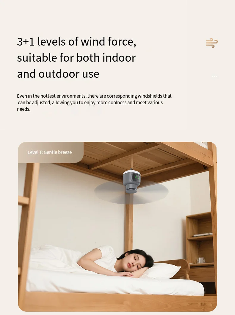 12000mAh Tragbarer Decken- und Campingventilator – Outdoor-Zelt-Luftzirkulator und Kühlventilator | Skanto