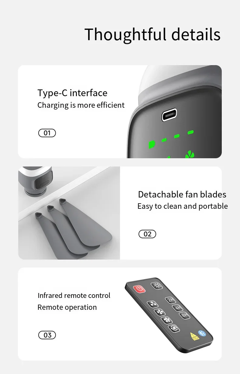 12000mAh Tragbarer Decken- und Campingventilator – Outdoor-Zelt-Luftzirkulator und Kühlventilator | Skanto
