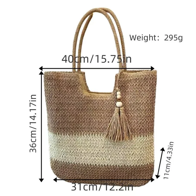 Handtasche aus gewebtem Naturmaterial mit Quastendetails Skanto