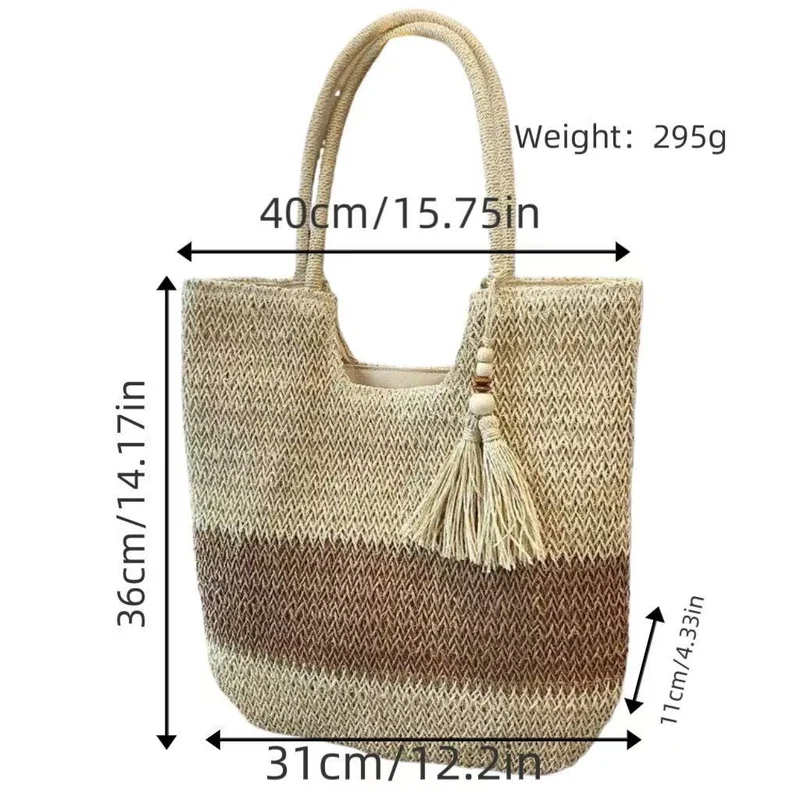 Handtasche aus gewebtem Naturmaterial mit Quastendetails Skanto
