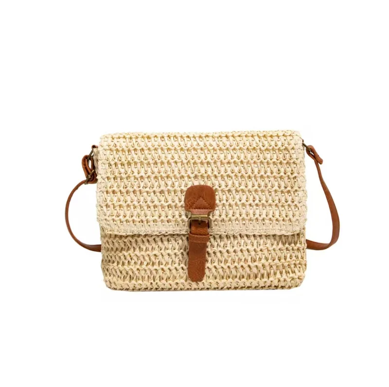 Handtasche aus geflochtenem Naturmaterial mit Lederdetails Skanto