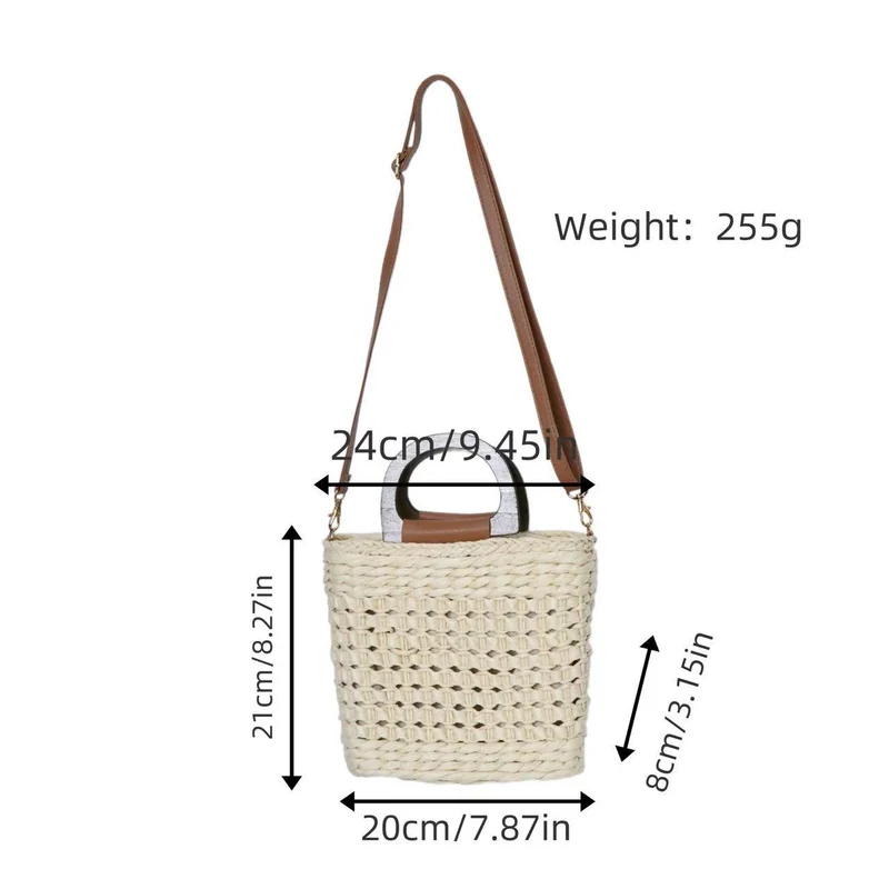 Handtasche aus gewebtem Naturmaterial mit bequemem Schultergurt Skanto