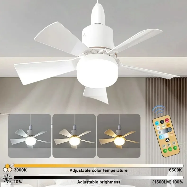 Skanto LED-Deckenventilator mit Fernbedienung – Dimmbar 30W, E27-Fassung, modernes smartes kabelloses Ventilatorlicht für Schlaf- und Wohnzimmer | Skanto
