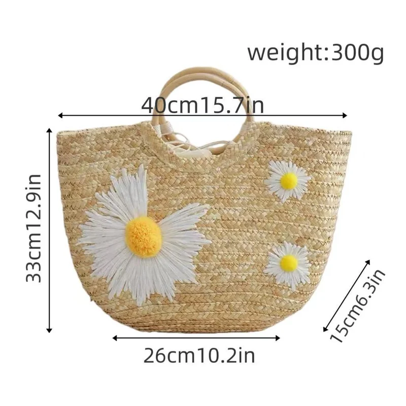 Stilvolle Strohtasche mit floralen Akzenten Skanto