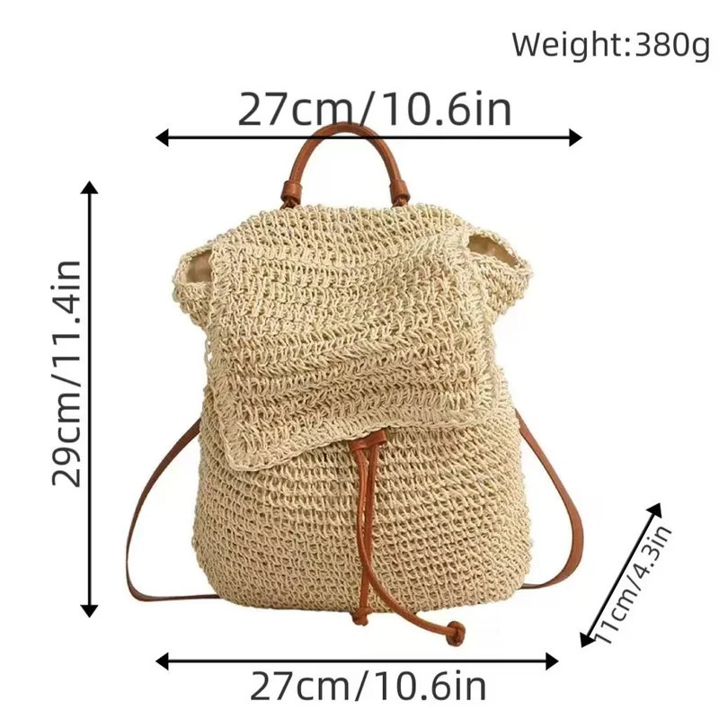 Rucksack mit gehäkeltem Design und stabilen Lederriemen Skanto