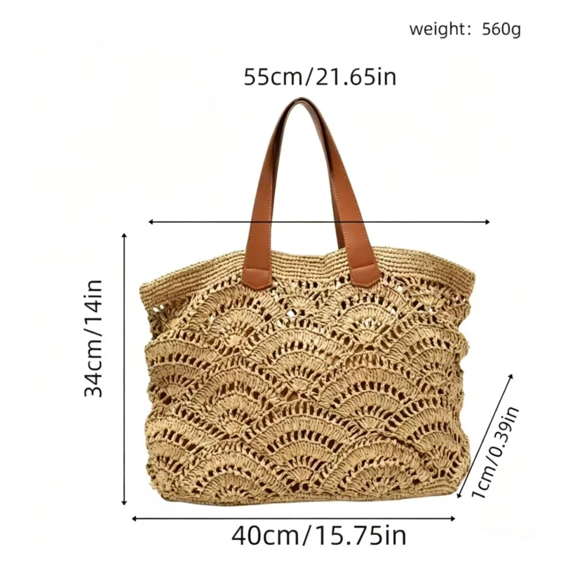 Geflochtene Strandtasche mit Ledergriffen Skanto
