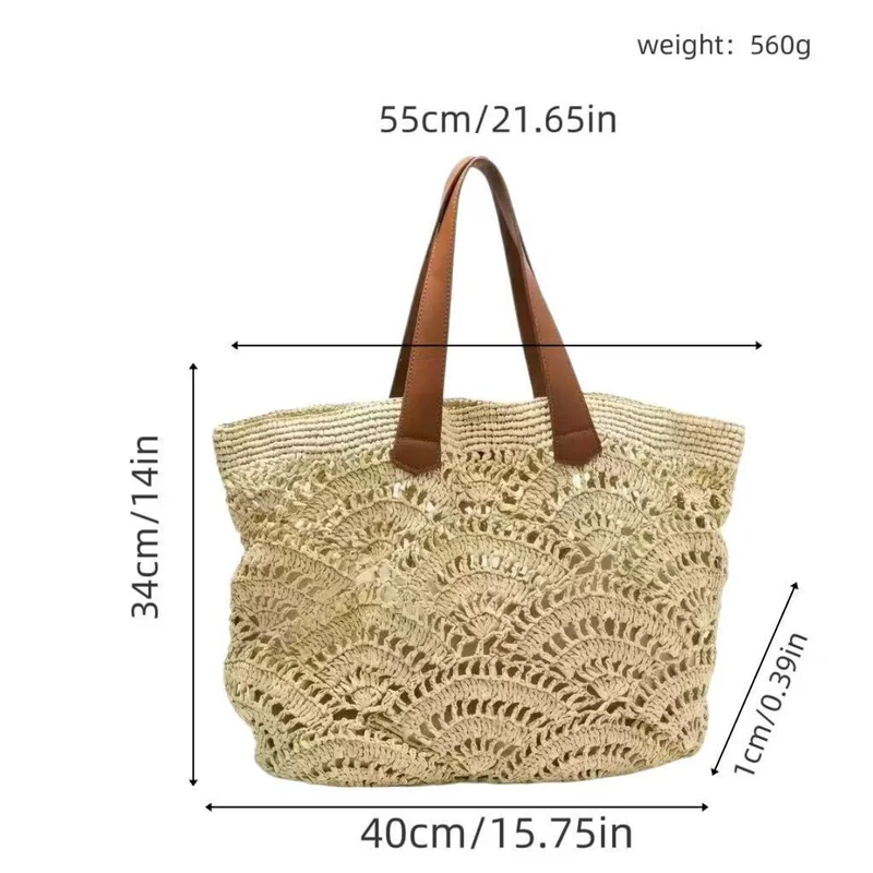 Geflochtene Strandtasche mit Ledergriffen Skanto