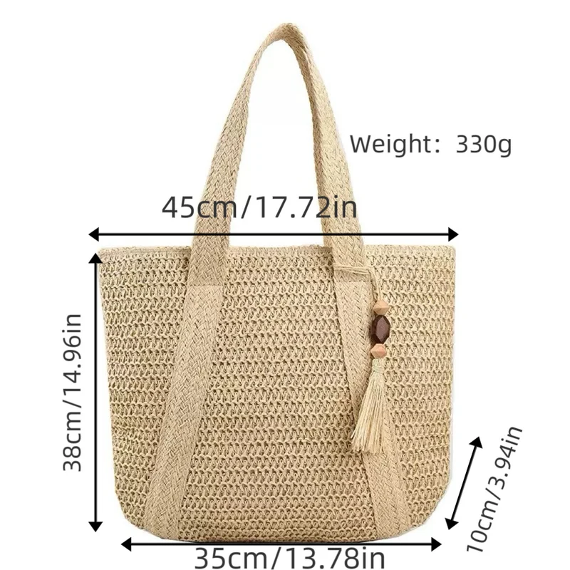 Geflochtene Strandtasche mit Fransen-Detail Skanto